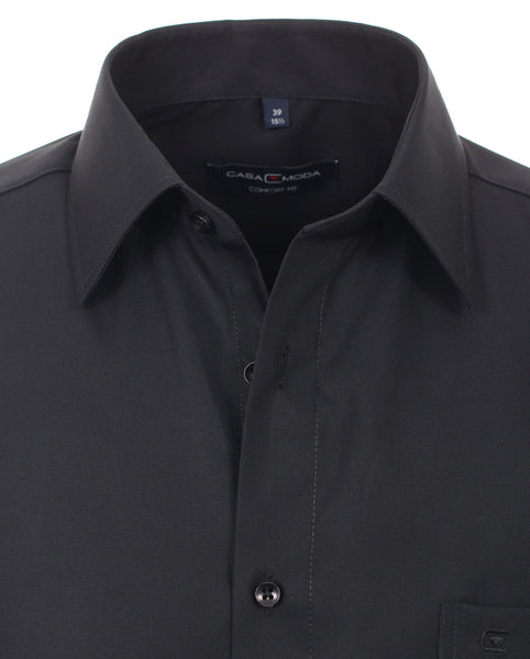 Casa Moda Heren Overhemd Zwart Poplin Comfort Fit ML7 Zoom