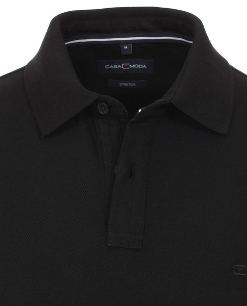 Casa Moda Heren Polo Shirt Zwart Casual Fit