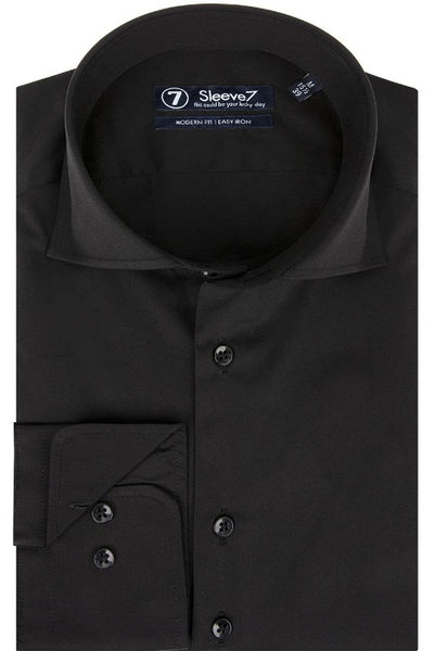 Sleeve7 Heren Overhemd Zwart Widespread Easy Iron Modern Fit