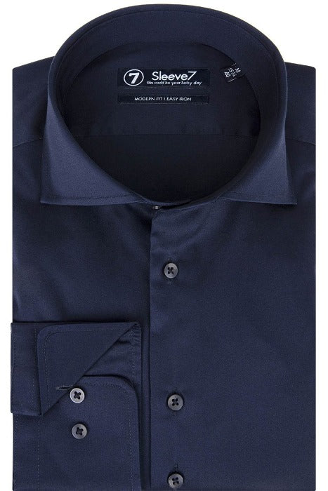 Aannemer Gemeenten Bepalen Navy overhemd satijn extra lange mouwen modern fit - Sleeve7 – CJE Fashion