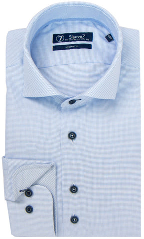 Sleeve7 Heren Overhemd Subtiel Lichtblauw Wit Twill
