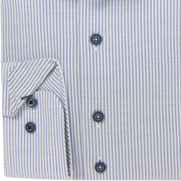 Sleeve7 Heren Overhemd Blauw Wit Streep Oxford Manchet