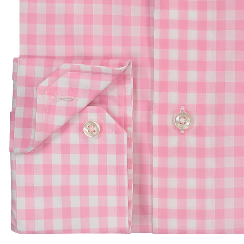 Liefling Heren Overhemd Roze Ruit Poplin