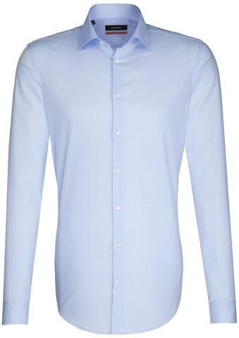 Seidensticker Heren Overhemd Blauw Poplin Kent Slim Fit ML7