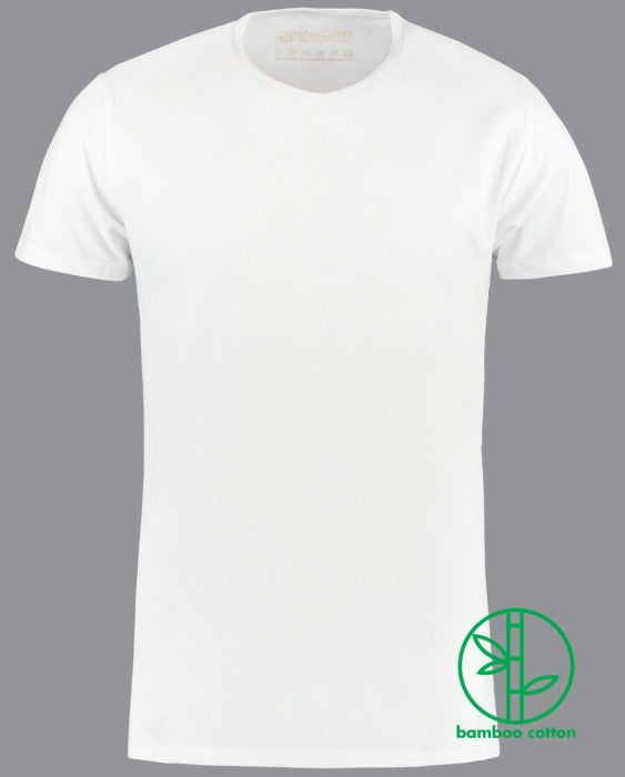 ShirtsofCotton Heren T-shirt Wit Bamboe Basic V-hals 2-Pack