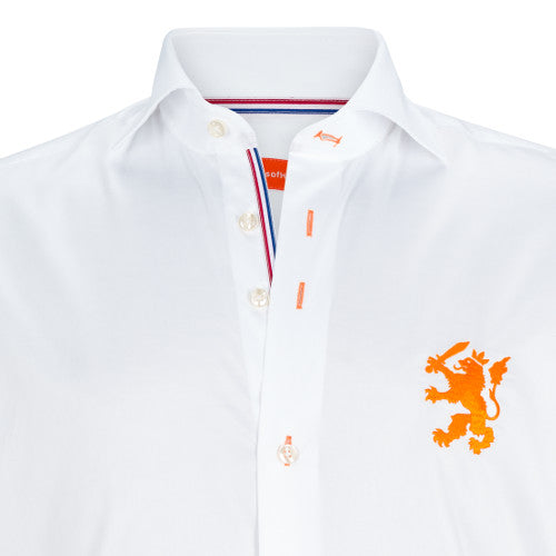 ShirtsofHolland Overhemd Wit Met Oranje Leeuw