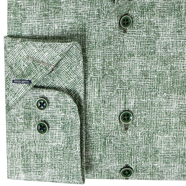 Sleeve7 Heren Overhemd Groen Spetter Print Modern Fit