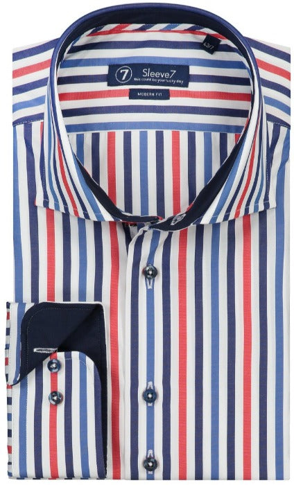 Zweet apotheker dilemma Wit overhemd met rode en blauwe strepen van Sleeve7 – CJE Fashion