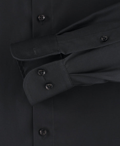 Casa Moda Heren Overhemd Zwart Poplin Comfort Fit ML7 Manchet