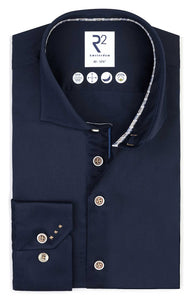 R2 Amsterdam Heren Overhemd Navy Organisch Katoen Modern Fit ML7