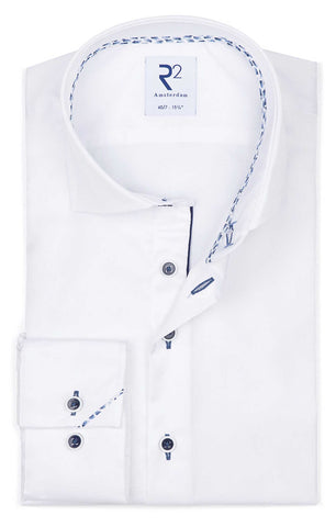 R2 Amsterdam Heren Overhemd Wit Twill Modern Fit