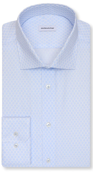 Seidensticker Heren Overhemd Blauw Print Dobby Slim Fit ML7 Extra Lang Opgevouwen