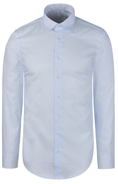 Seidensticker Heren Overhemd Blauw Print Dobby Slim Fit ML7 Extra Lang