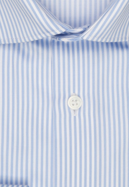 Seidensticker Heren Overhemd Blauw Streep Satijn Slim Fit ML7 Extra Lang Zoom