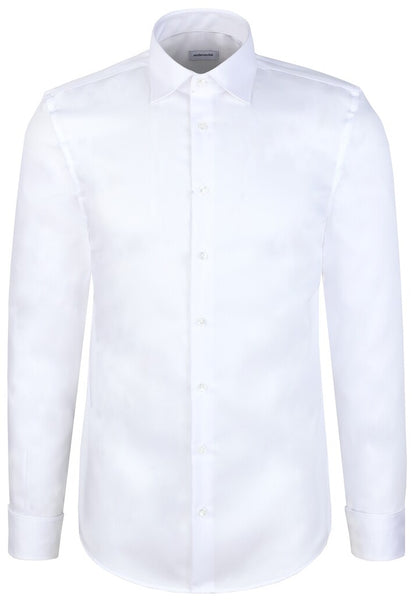 Seidensticker Heren Overhemd Wit Dubbele Manchet Slim Fit ML7 Extra Lang Pop