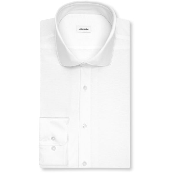 Seidensticker Heren Overhemd Wit Jersey Slim Fit ML7 Extra Lang