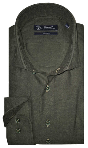 Sleeve7 Heren Overhemd Army Groen Flanel Modern Fit