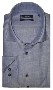 Sleeve7 Heren Overhemd Klassiek Blauw Herringbone Modern Fit