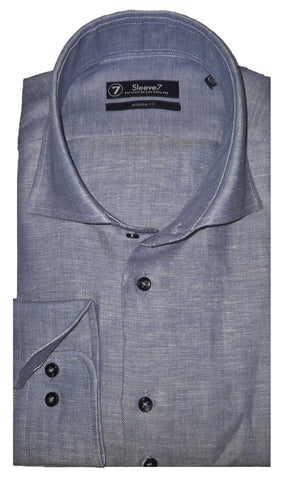 Sleeve7 Heren Overhemd Klassiek Blauw Herringbone Modern Fit