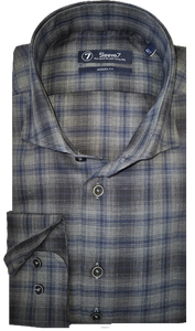 Sleeve7 Heren Overhemd Donkergrijs Ruit Modern Fit