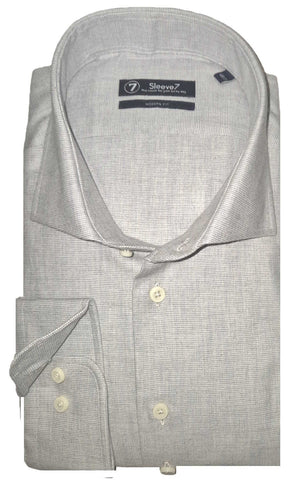 Sleeve7 Heren Overhemd Lichtgrijs Flanel Modern Fit