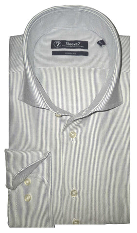 Sleeve7 Heren Overhemd Wit Blauw Streep Heavy Oxford Modern Fit
