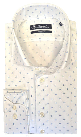 Sleeve7 Heren Overhemd Wit Oxford Print Modern Fit
