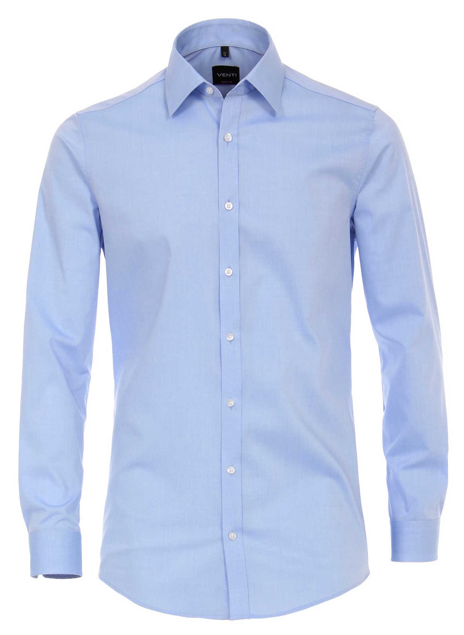 Venti Heren Overhemd Blauw Poplin Body Fit ML7