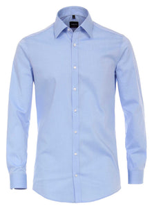 Venti Heren Overhemd Blauw Poplin Body Fit ML7