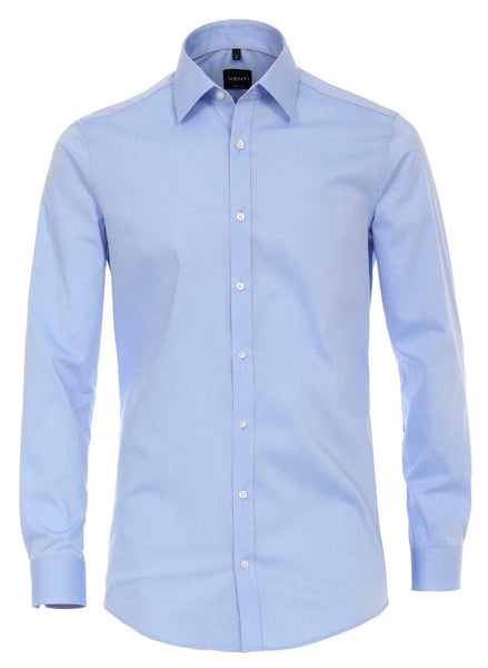 Venti Heren Overhemd Blauw Poplin Body Fit ML7