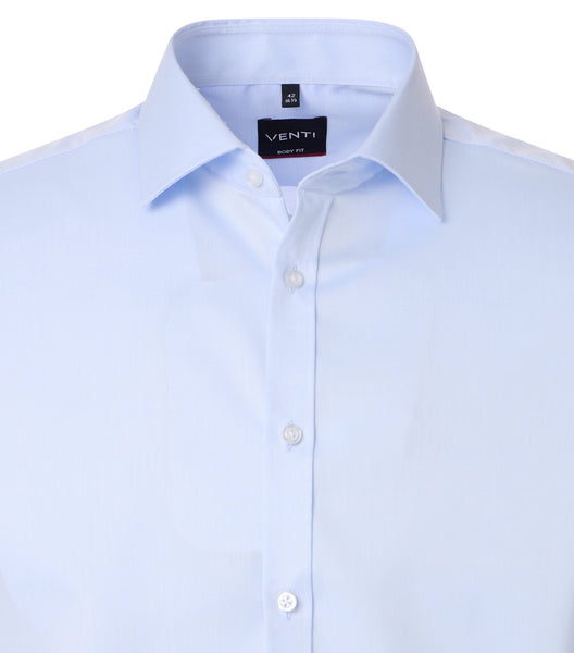 Venti Heren Overhemd Blauw Twill Body Fit ML7 Boord