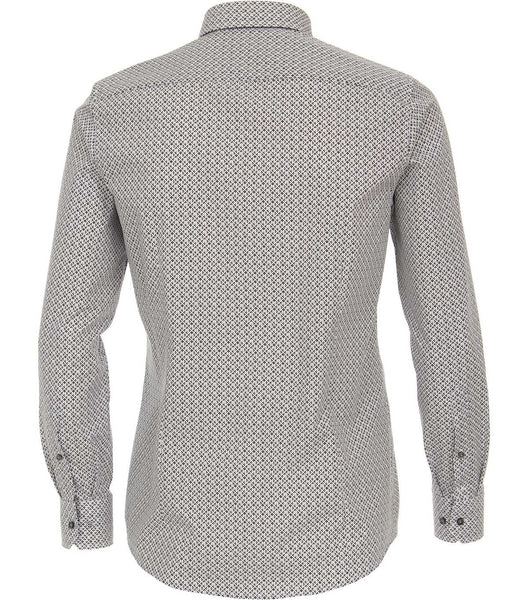 Venti Heren Overhemd Grijs Print Modern Fit ML7