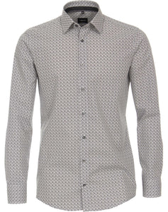 Venti Heren Overhemd Grijs Print Modern Fit ML7