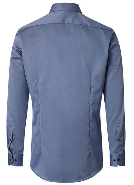 Venti Heren Overhemd Grijs/Blauw Twill Body Fit ML7 Achterkant