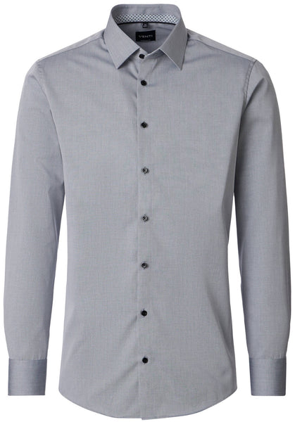 Venti Heren Overhemd Grijs met Zwart Contrast Modern Fit ML7
