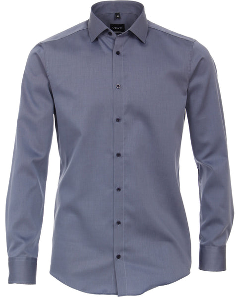 Venti Heren Overhemd Grijs Twill Modern Fit Mouwlengte 69 cm