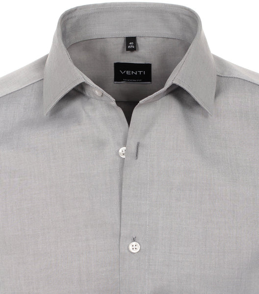 Venti Heren Overhemd Lichtgrijs Twill Modern Fit ML7