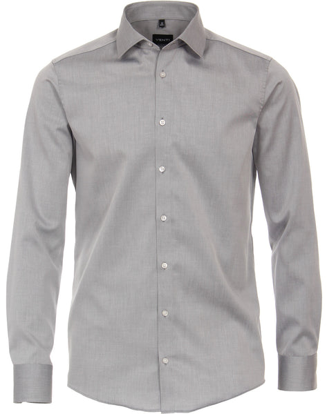 Venti Heren Overhemd Lichtgrijs Twill Modern Fit ML7
