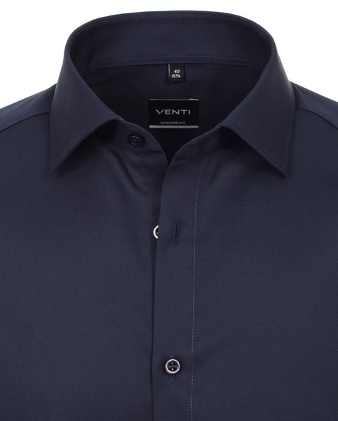 Venti Heren Overhemd Navy Twill Modern Fit ML7 Kraag