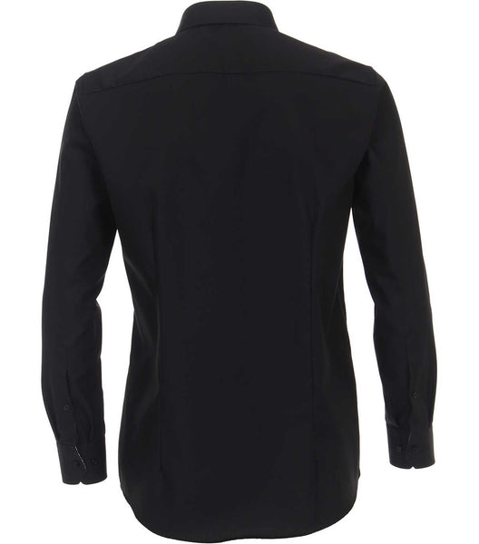 Venti Heren Overhemd Zwart met Contrast Poplin Modern Fit ML7