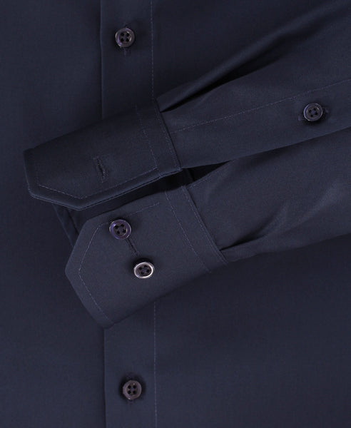Venti Heren Overhemd Navy Blauw Twill Modern Fit Mouwlengte 69 cm