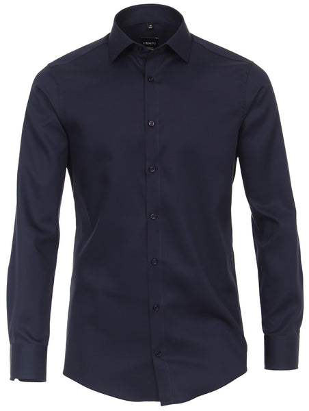 Venti Heren Overhemd Navy Blauw Twill Modern Fit Mouwlengte 69 cm