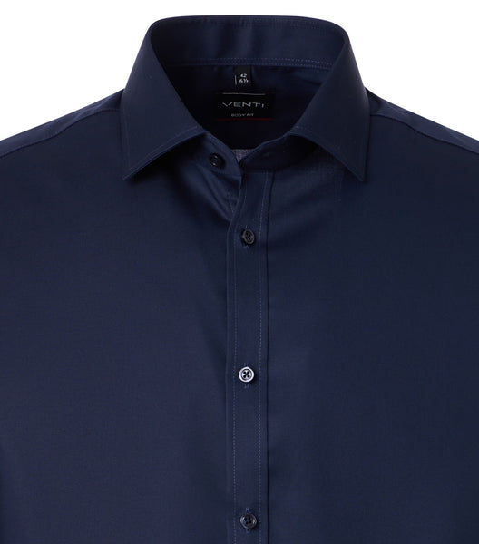 Venti Heren Overhemd Navy Twill Body Fit ML7 Boord
