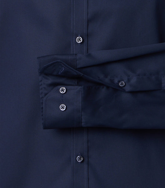 Venti Heren Overhemd Navy Twill Body Fit ML7 Mouw