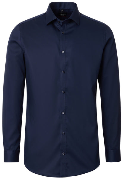 Venti Heren Overhemd Navy Twill Body Fit ML7