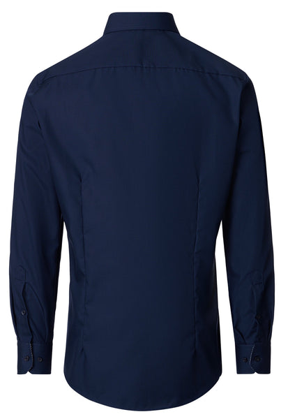 Venti Heren Overhemd Navy met Zwart Contrast Modern Fit ML7 Achterkant