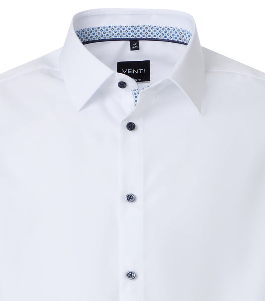 Venti Heren Overhemd Wit met Blauw Contrast Modern Fit ML7 Kraag