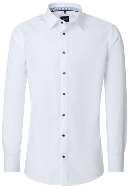 Venti Heren Overhemd Wit met Blauw Contrast Modern Fit ML7