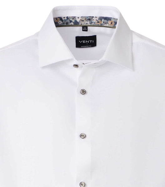 Venti Heren Overhemd Wit met Contrast Oxford Modern Fit ML7