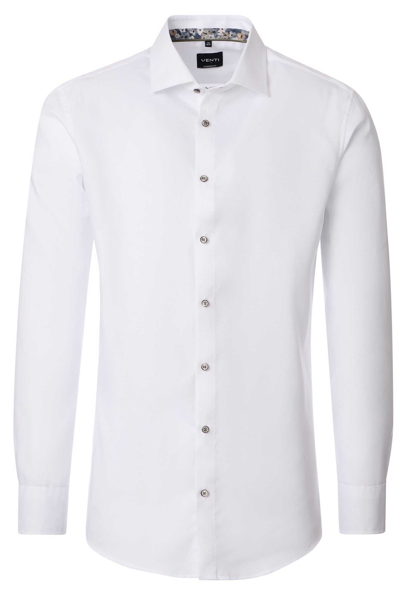 Venti Heren Overhemd Wit met Contrast Oxford Modern Fit ML7